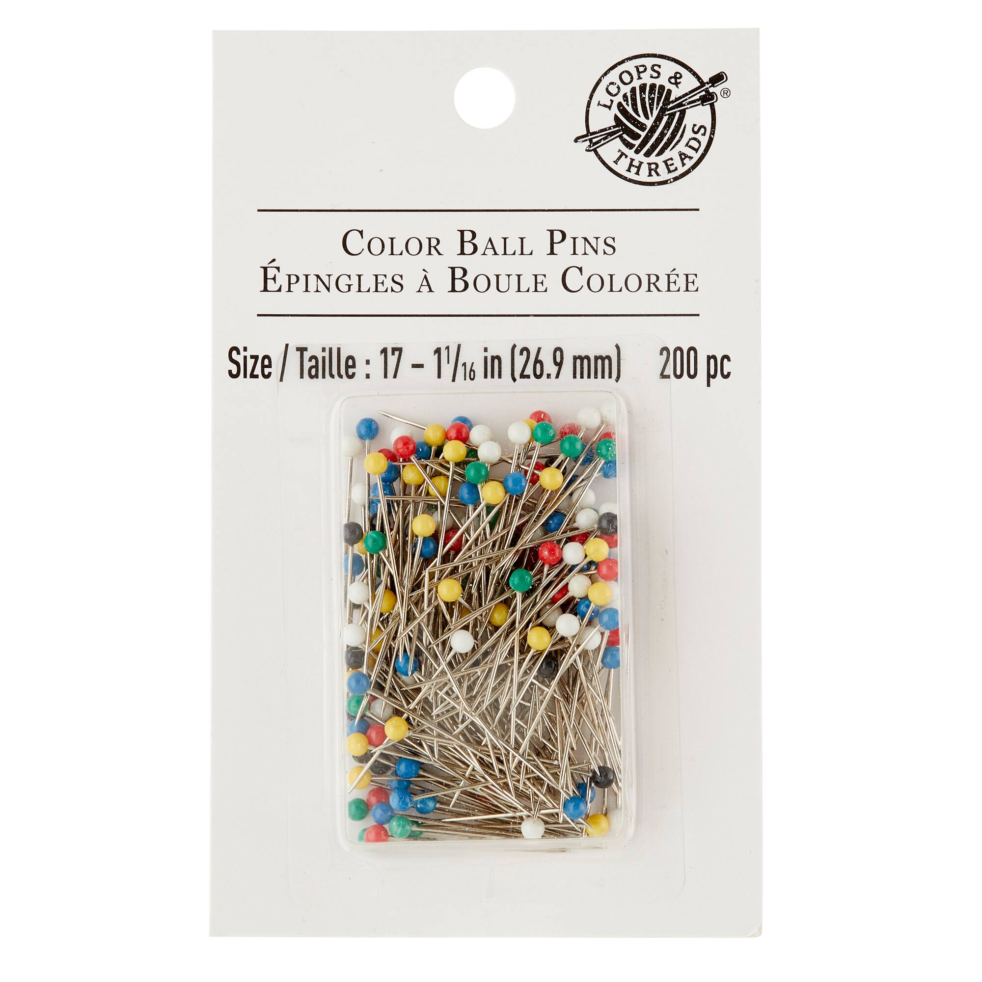 12 Packs: 200 ct. (2,400 total) Multicolor Ball Point Pins by Loops & Threads™